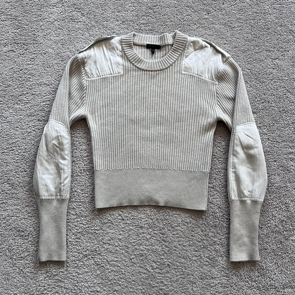 rag & bone Sweaters - Rag & Bone Nikole Ribbed Knit Patch Shoulder Pullover Sweater Womens XL Beige